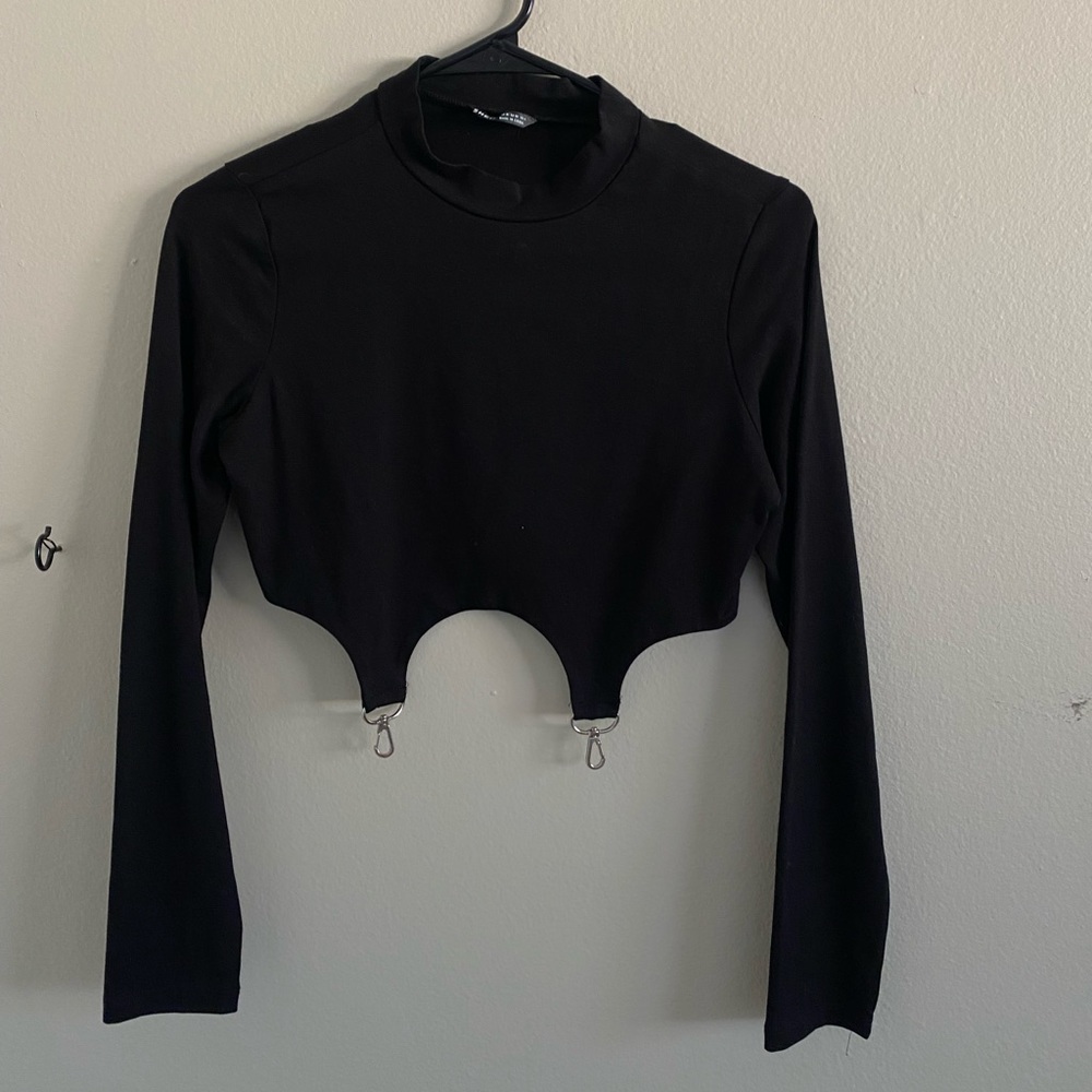Crop top with high neck